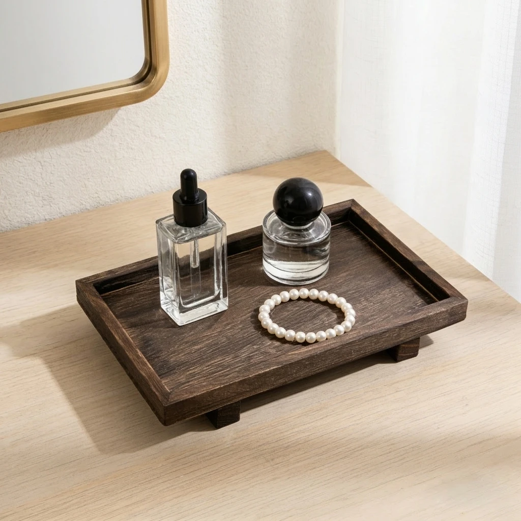 صينية تخزين خشبية بتصميم عتيق  - مراجعة Home Edit Bathroom Storage وسعره
